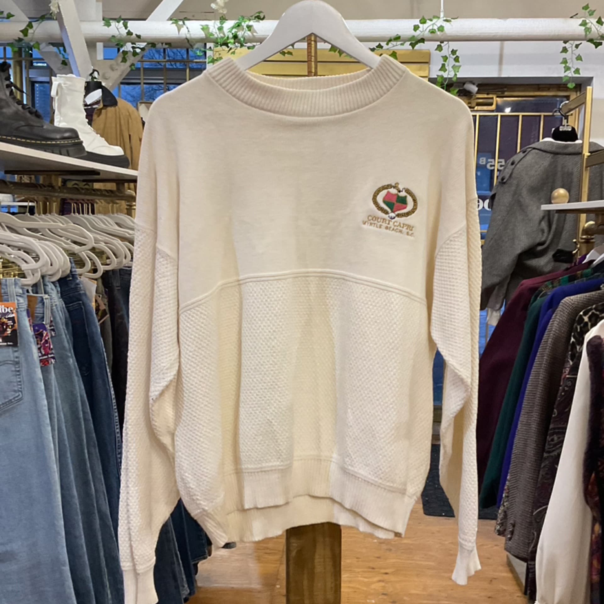 Vintage Beige Golf Club Sweater L