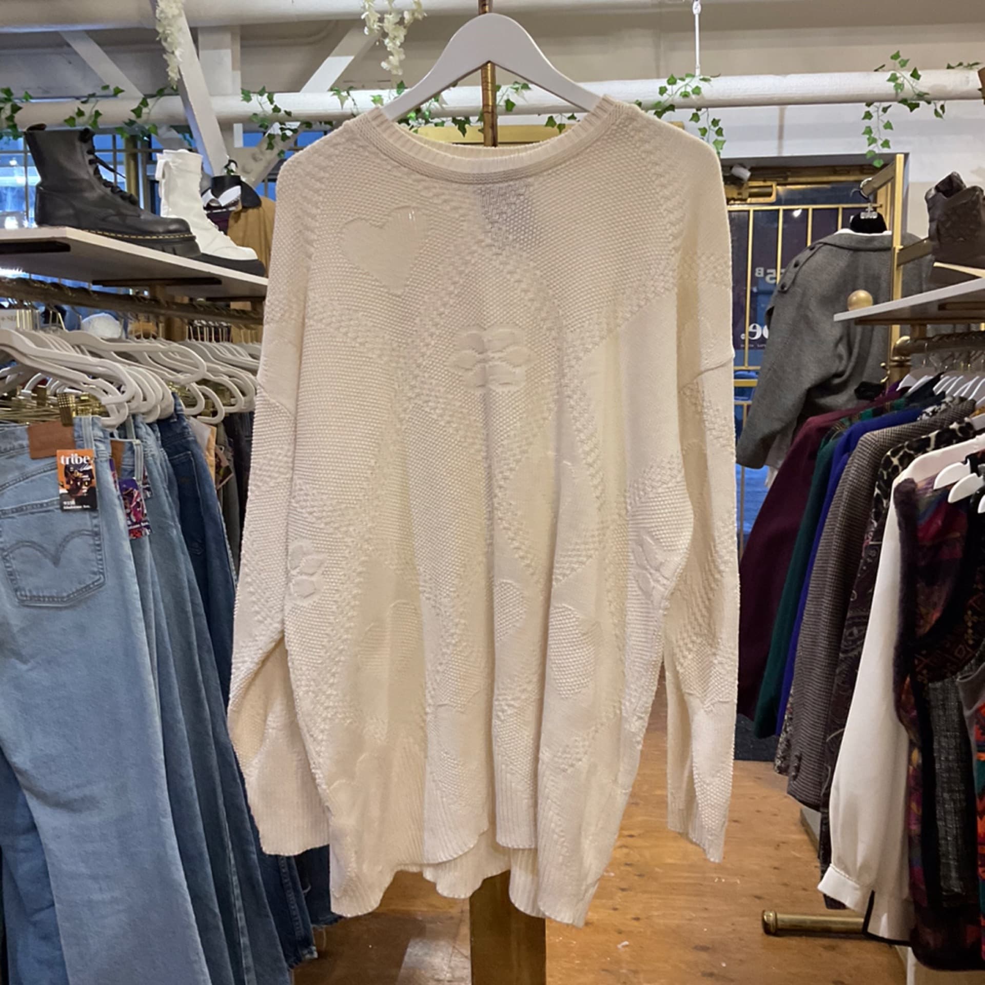 Vintage Beige Knit Sweater L