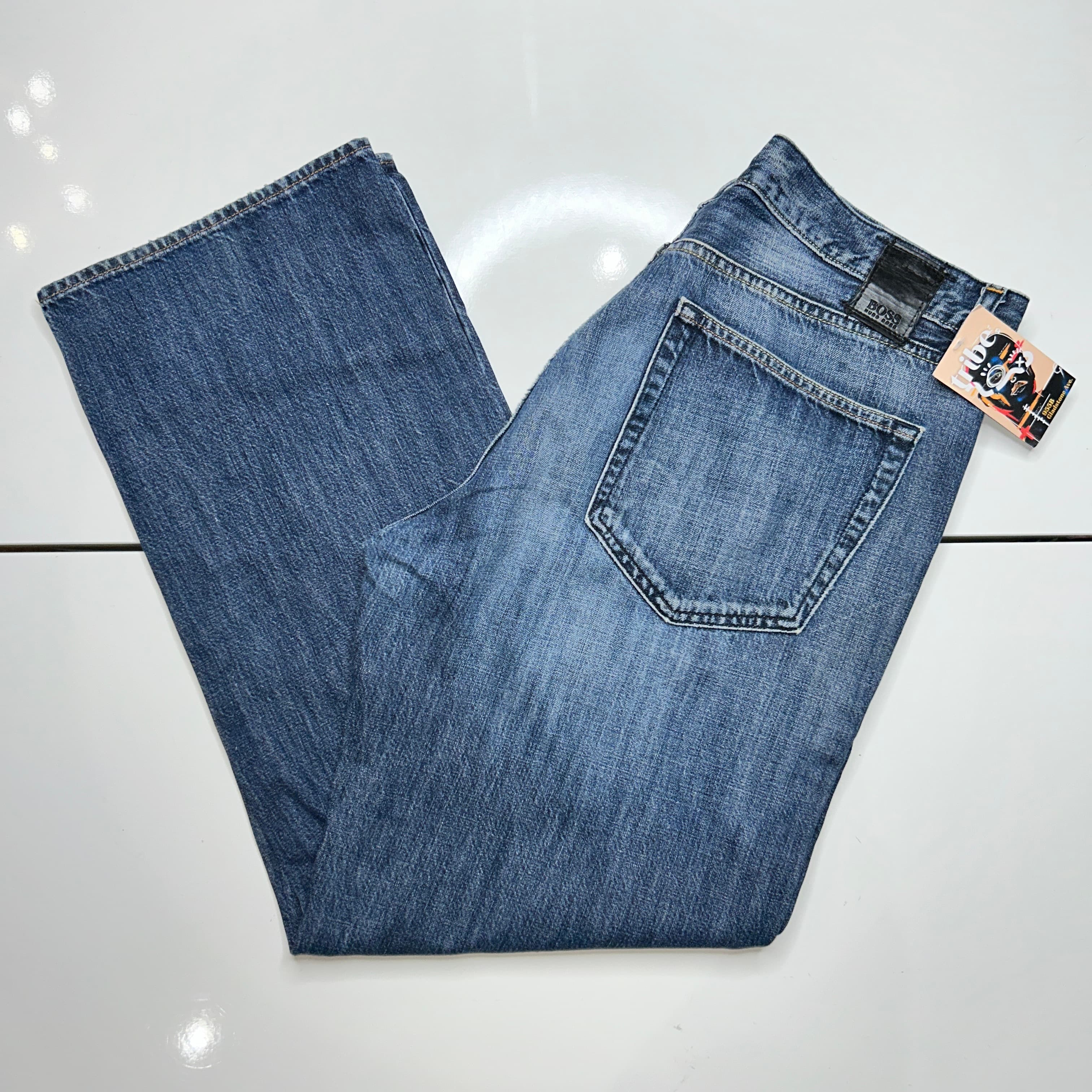 BOSS Medium Wash Straight Leg Jeans 36x30