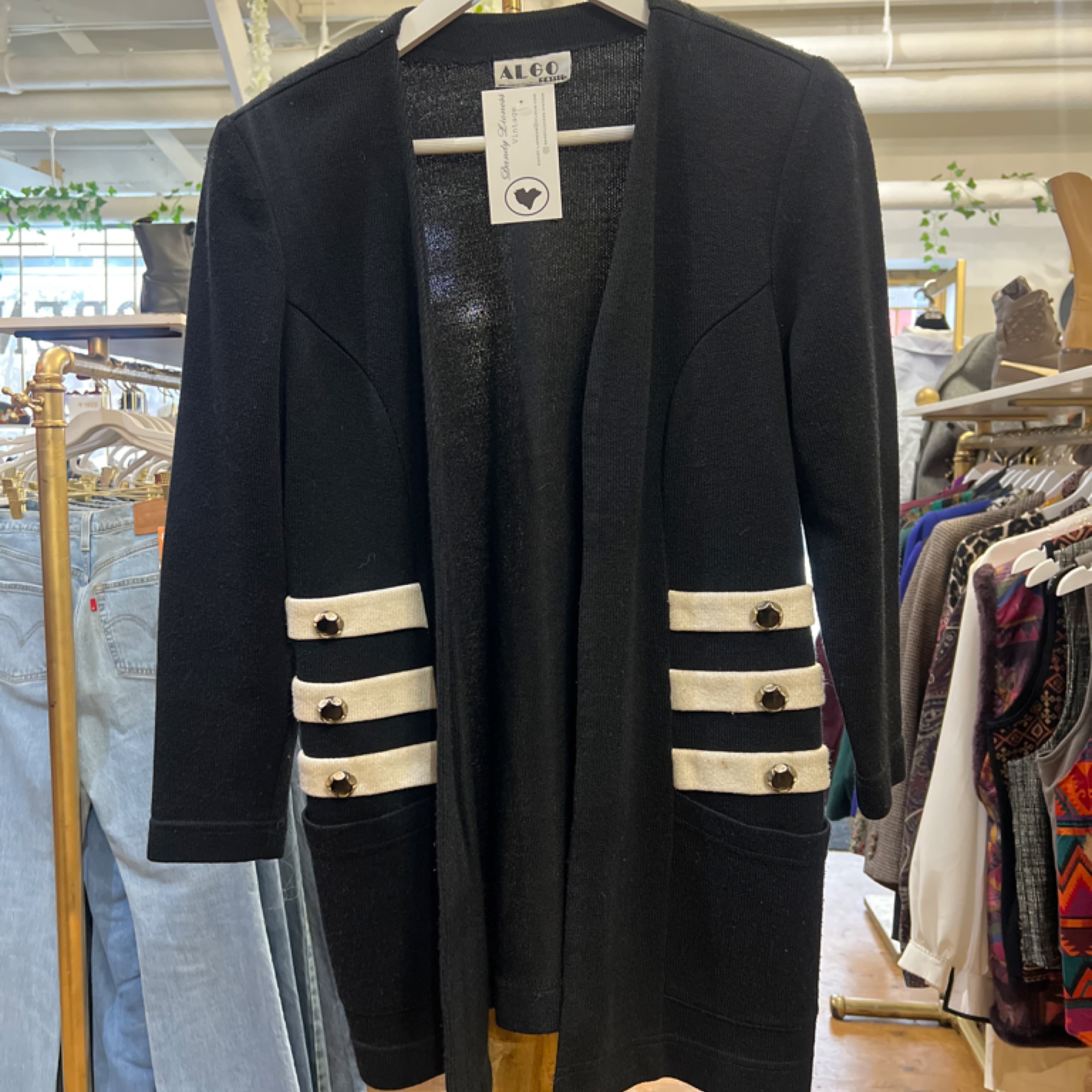 ALGO Petite Black and White Cardigan M