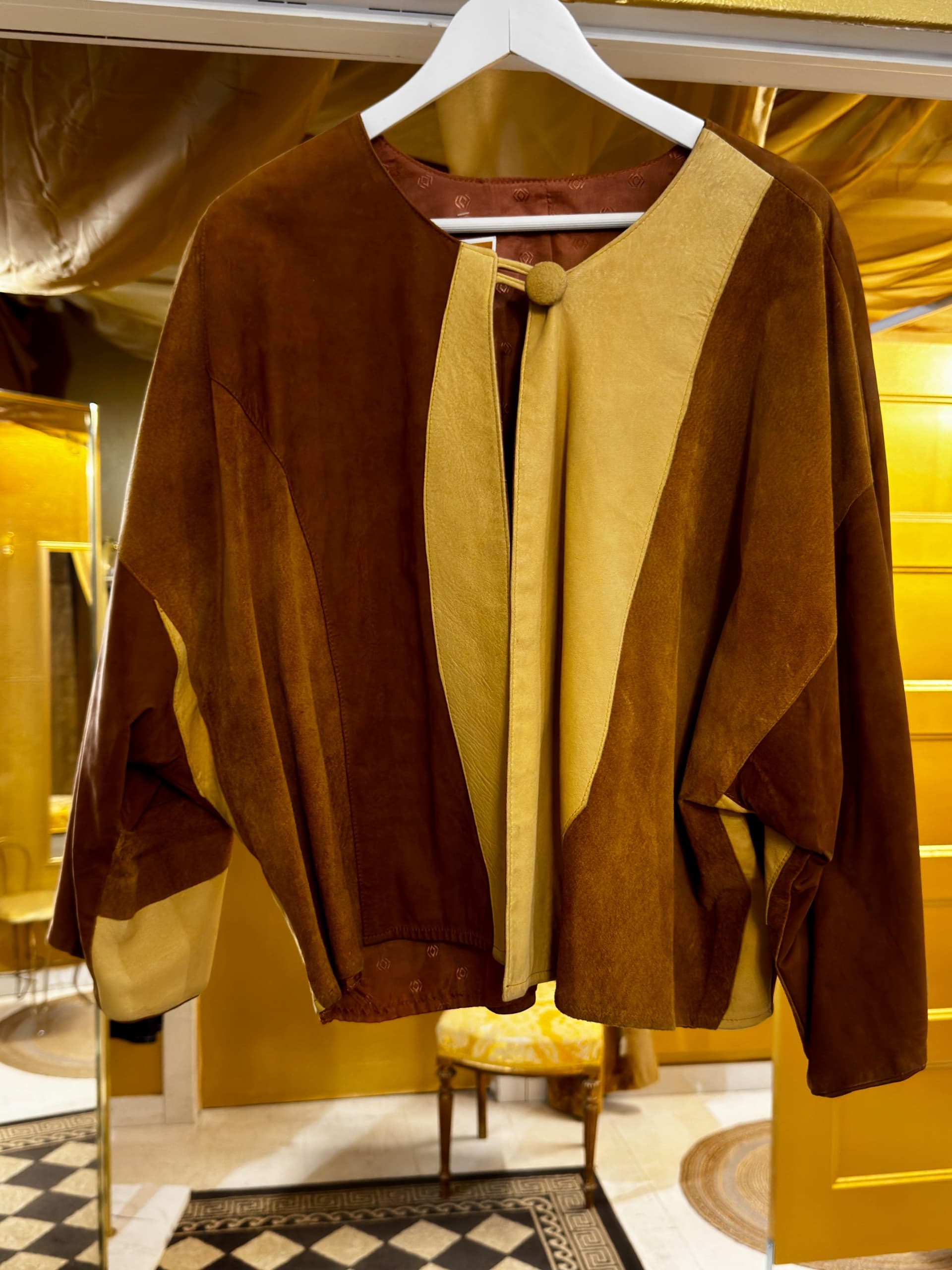 Tri-Colour Beige Suede jacket XL