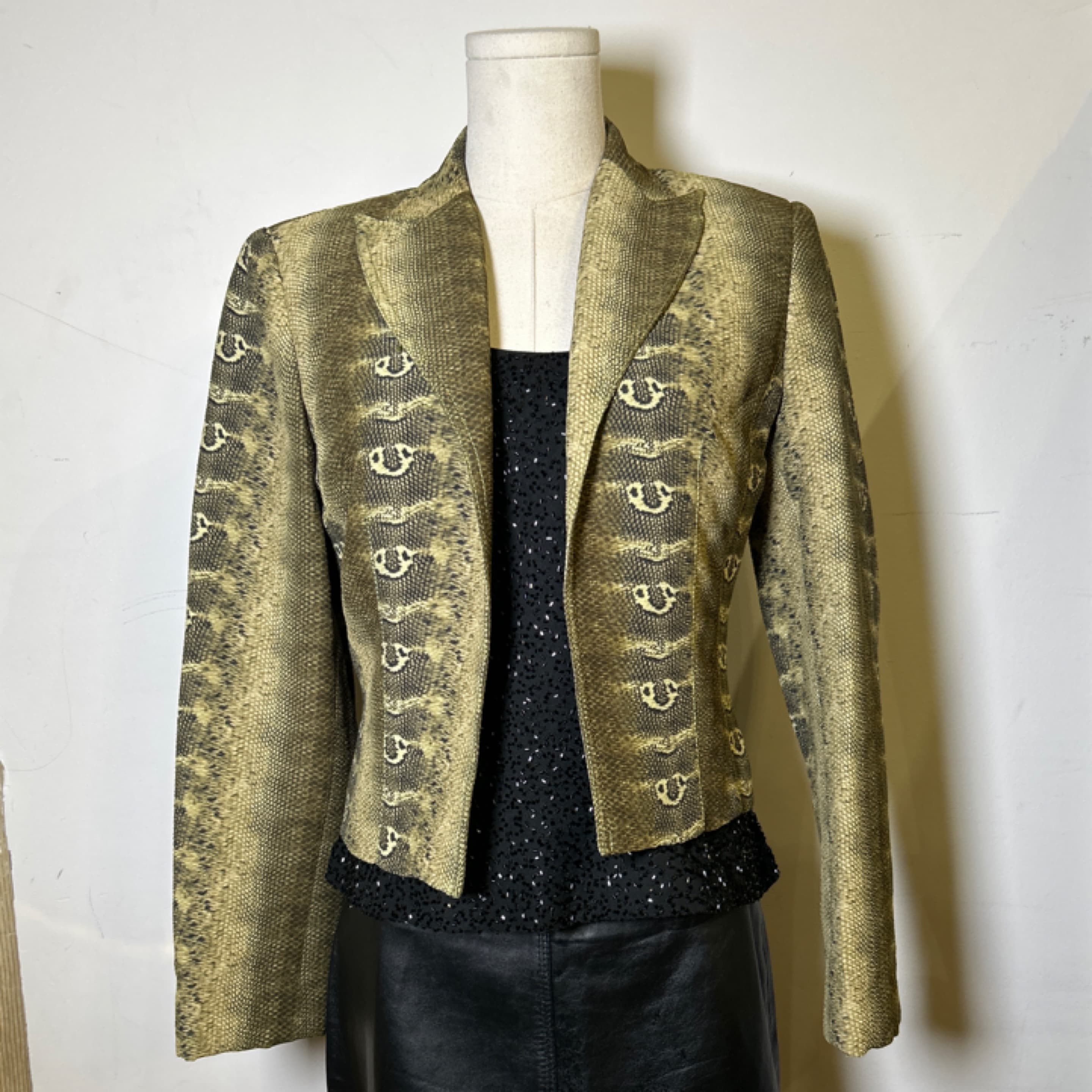 Alberto Makali green faux snake skin blazer