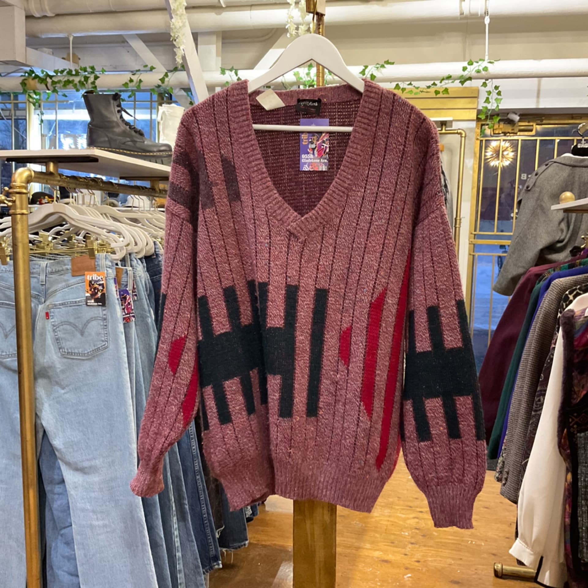 A Gold & Sons Vintage Red Speckled Knit Sweater L